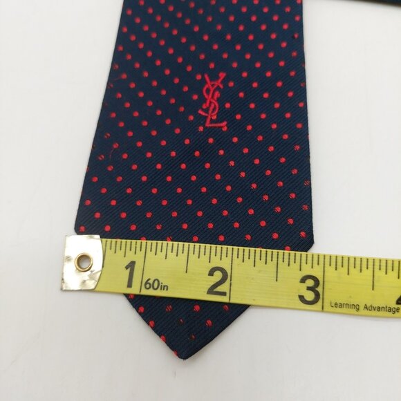 Yves Saint Laurent Classic Men's Tie Lazarus Men's Shop Blue With Red - Picture 2 of 5